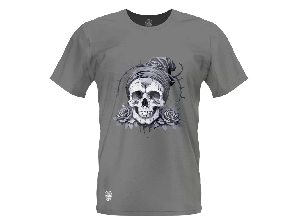 Skull Head Roses Gray